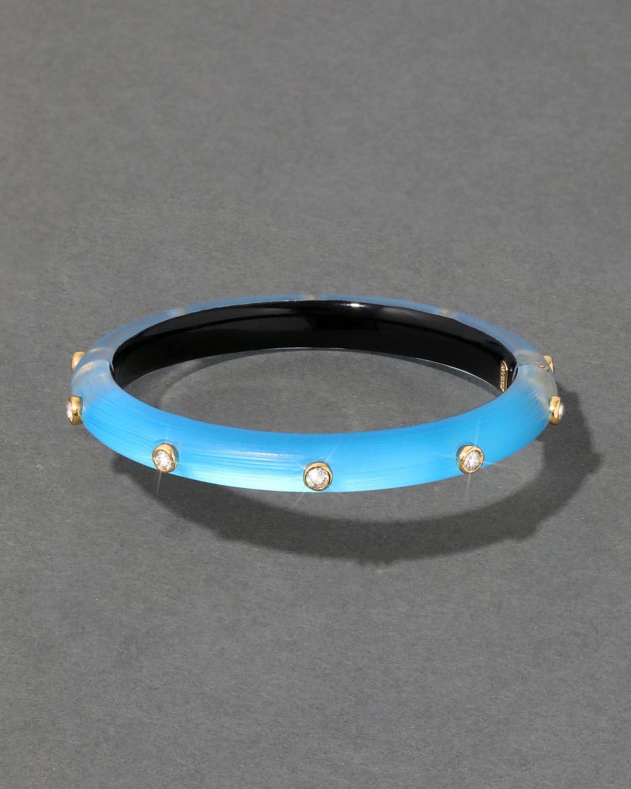Crystal Studded Lucite Hinge Bracelet- Neon Blue - Photo 2