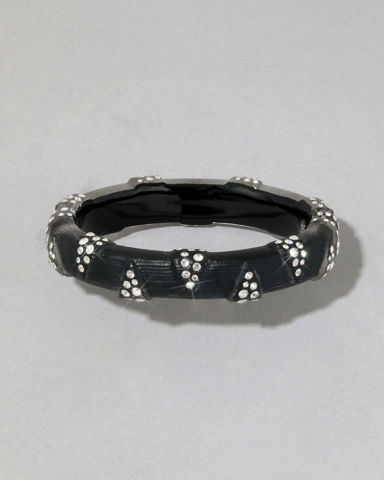 Punk Deco Lucite Crystal Hinge Bracelet- Black - Photo 2
