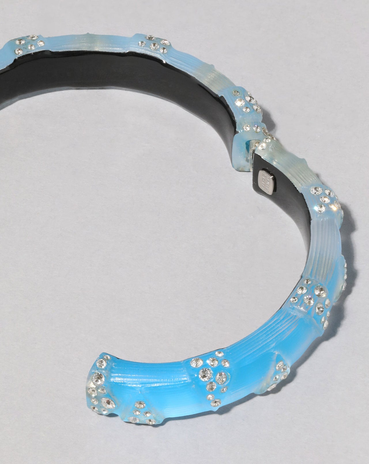 Punk Deco Lucite Crystal Hinge Bracelet - Neon Blue - Photo 2