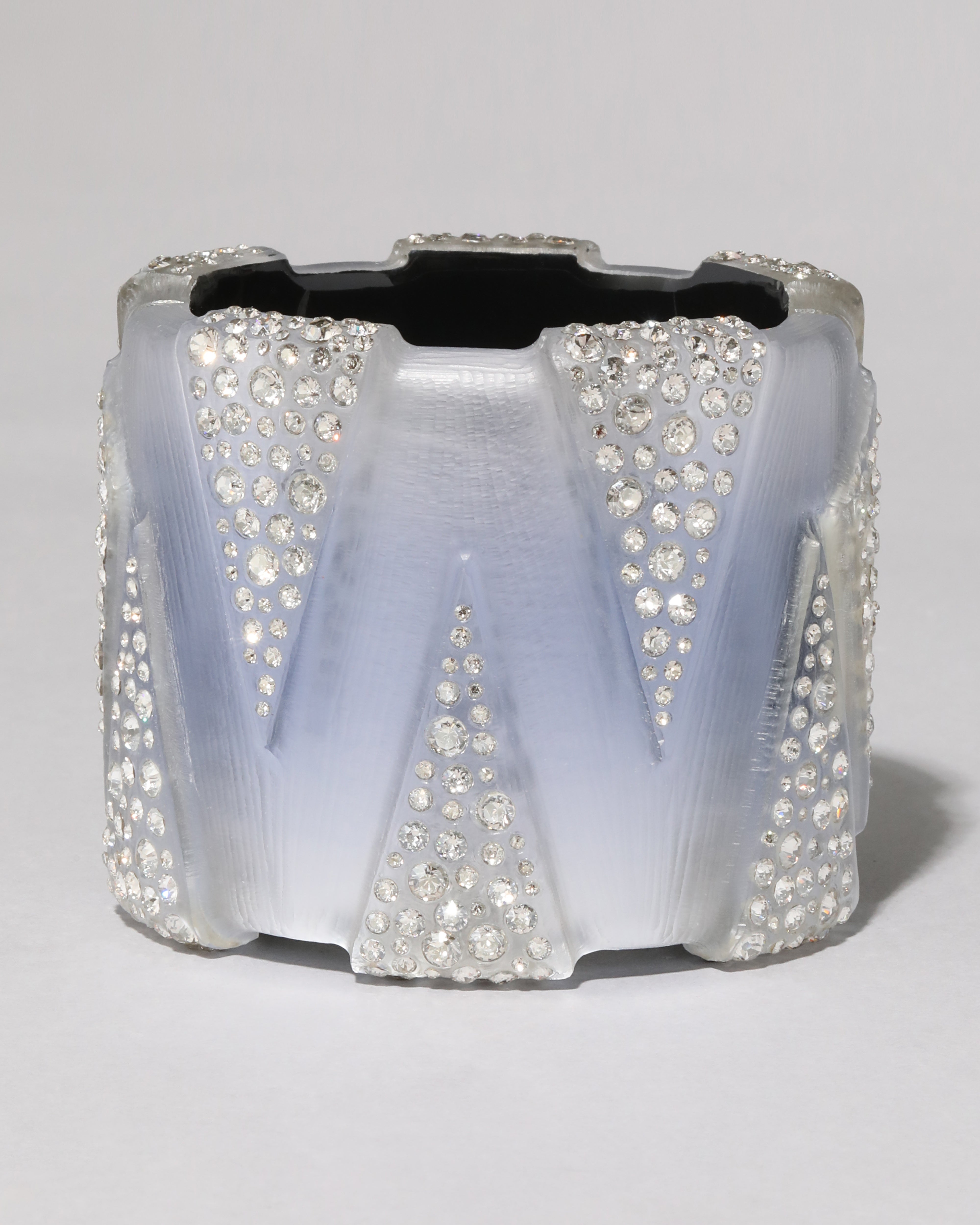 Periwinkle Punk Deco Lucite Crystal Wide Hinge Bracelet