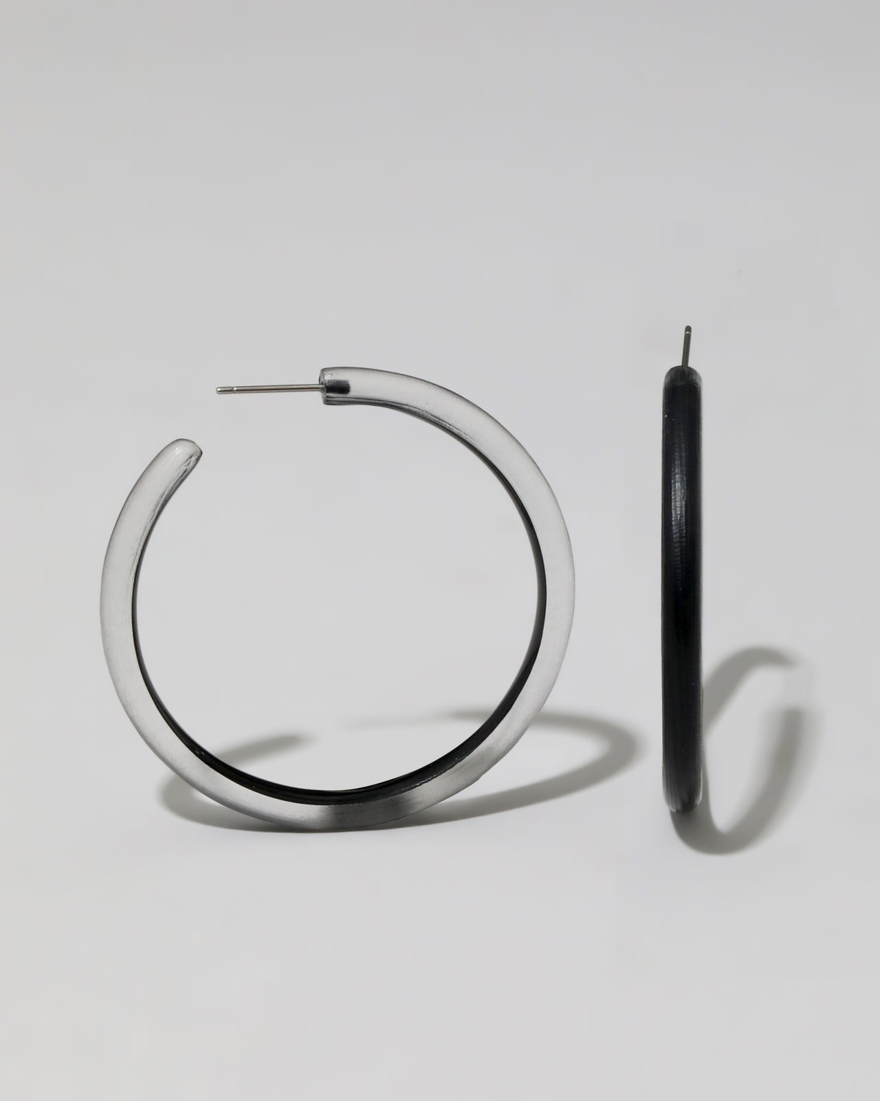 Skinny Lucite Hoop Earring- Black - Photo 2