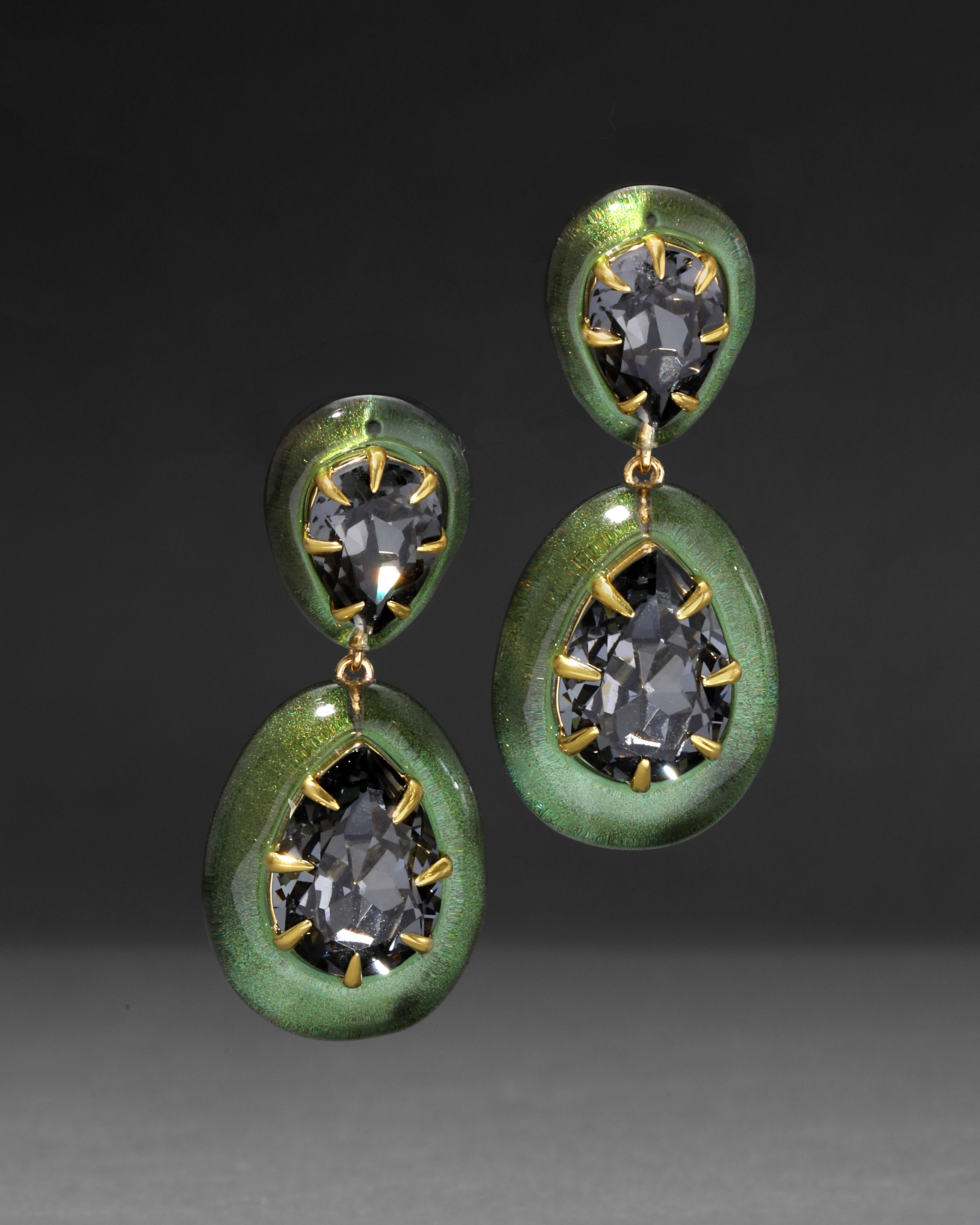 Bonbon Crystal Lucite Teardrop Post Earring Scarab