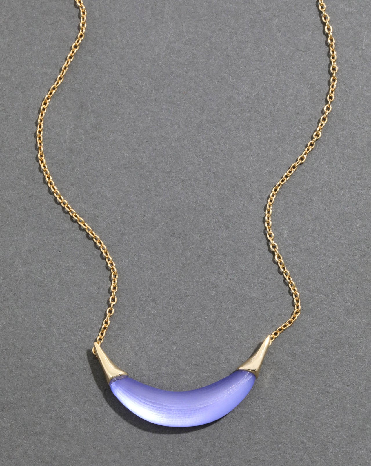 Gold Capped Crescent Lucite Necklace- Electric Violet - Photo 2