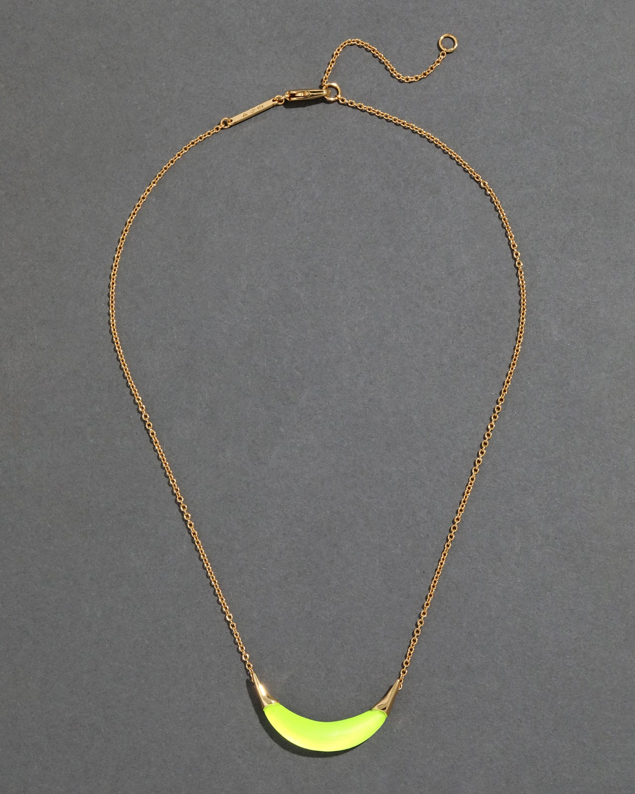Gold Capped Crescent Lucite Necklace- Neon Yellow - Photo 2