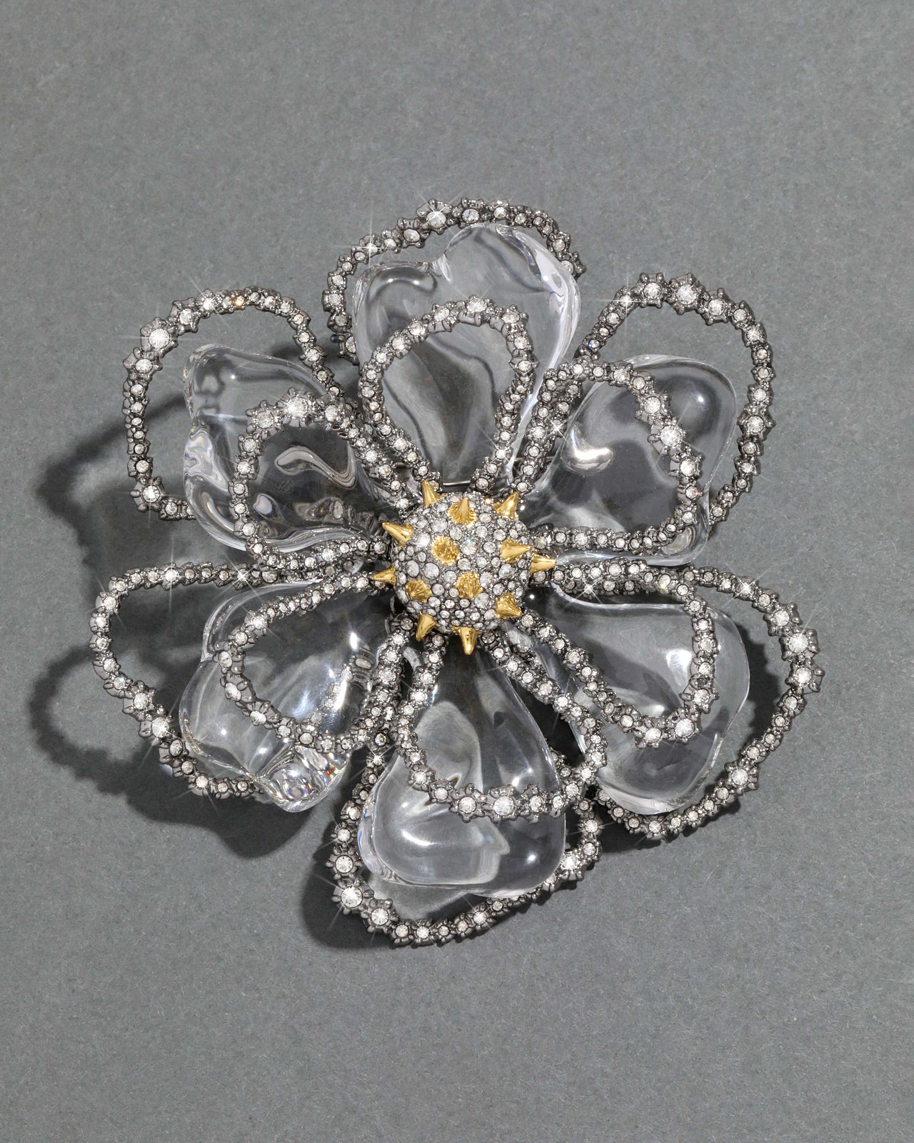 Punk Royale Crystal Lucite Flower Pin- Clear - Photo 2