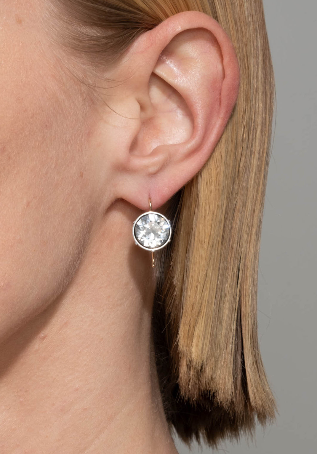 Sterling Silver and 14k Gold Wire Large Cut Luminous Crystal Drop Earring - Photo 2