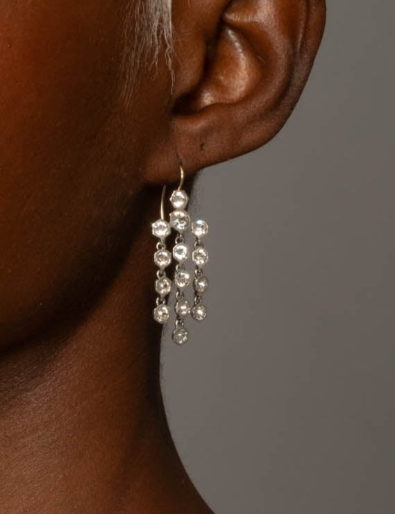 Sterling Silver Cut Luminous Crystal Chandelier Earrings - Photo 2