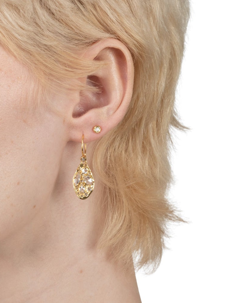 Molten Vermeil Petite Bezel Stud Earring- White Moissanite - Photo 2