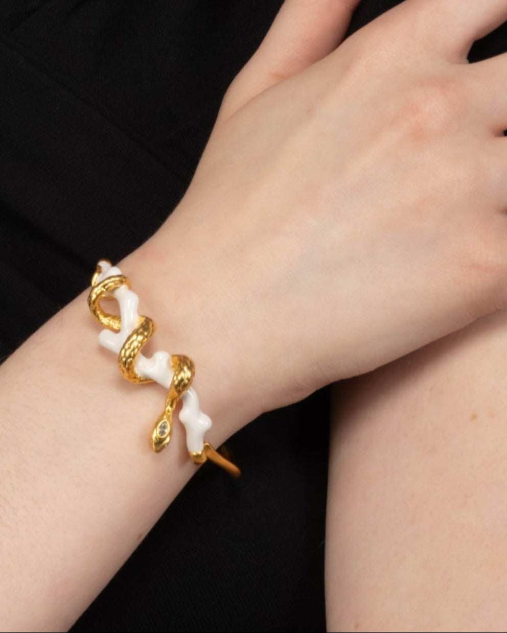 Aquatic Dreams White Coral Snake Cuff Bracelet - Photo 2