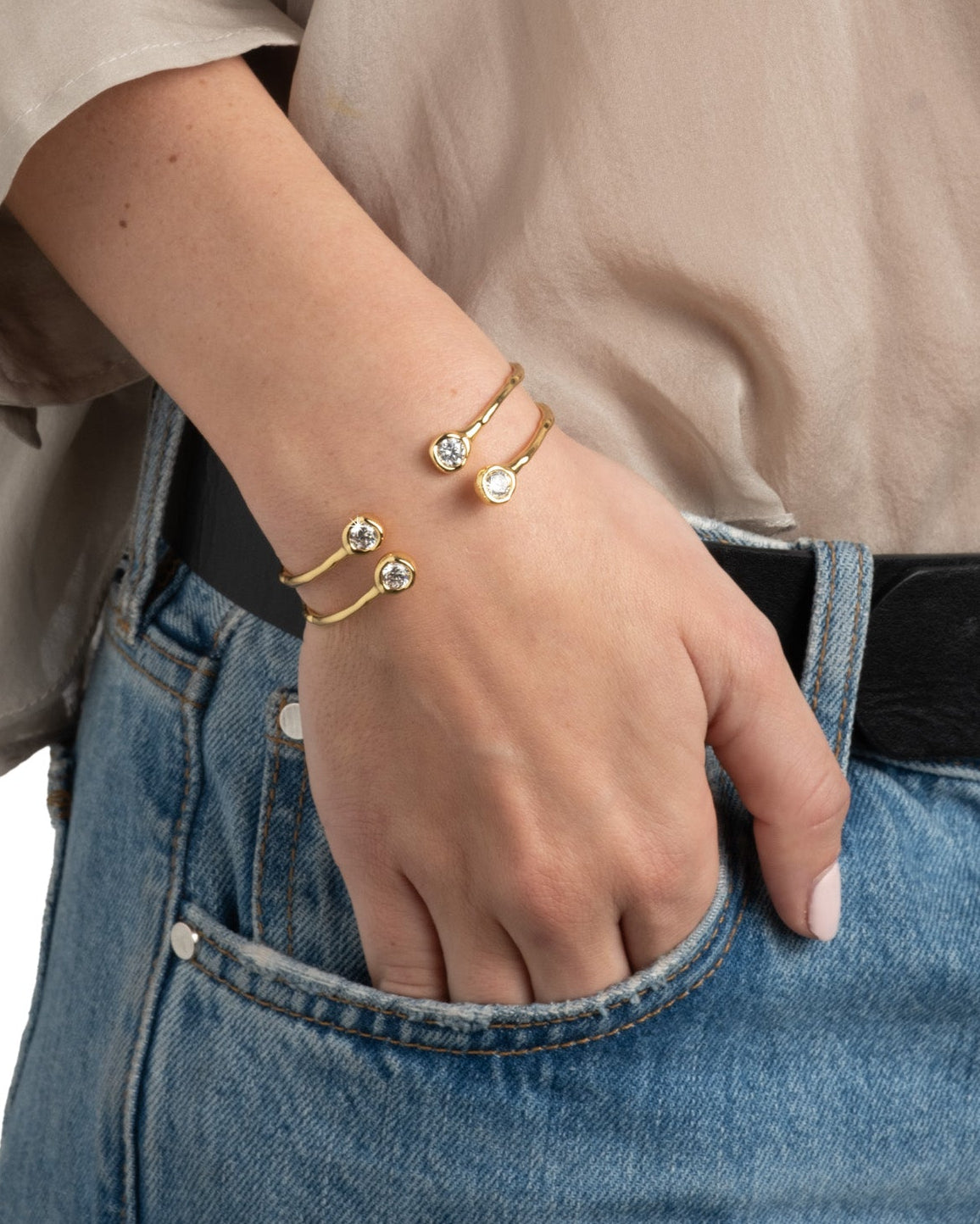 Asterales Crystal Skinny Capped Cuff Bracelet - Photo 2