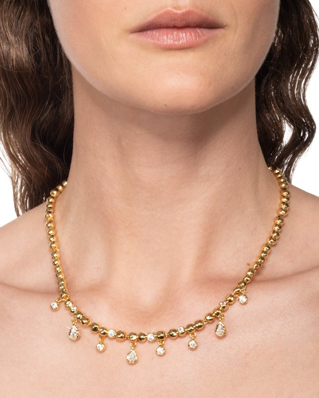 Asterales Gold Crystal Charm Ball Chain Necklace - Photo 2