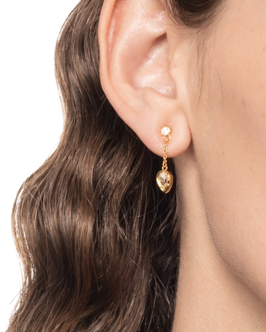 Asterales Gold Teardrop Chain Post Earring - Photo 2