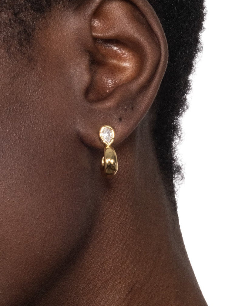 Asterales Gold Teardrop Huggie Hoop Earring - Photo 2