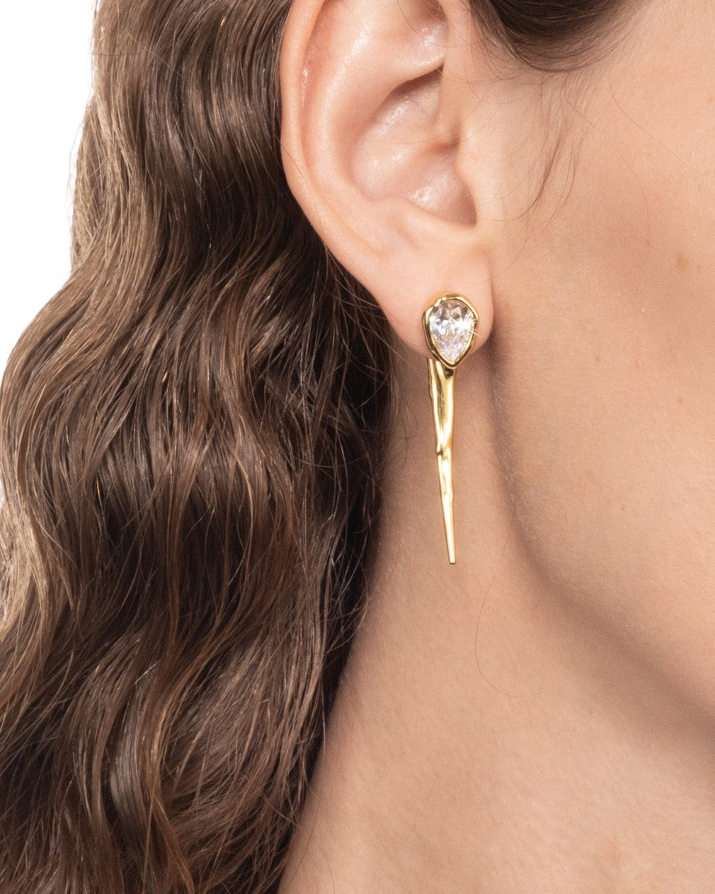 Asterales Gold Spear Front Back Earring - Photo 2