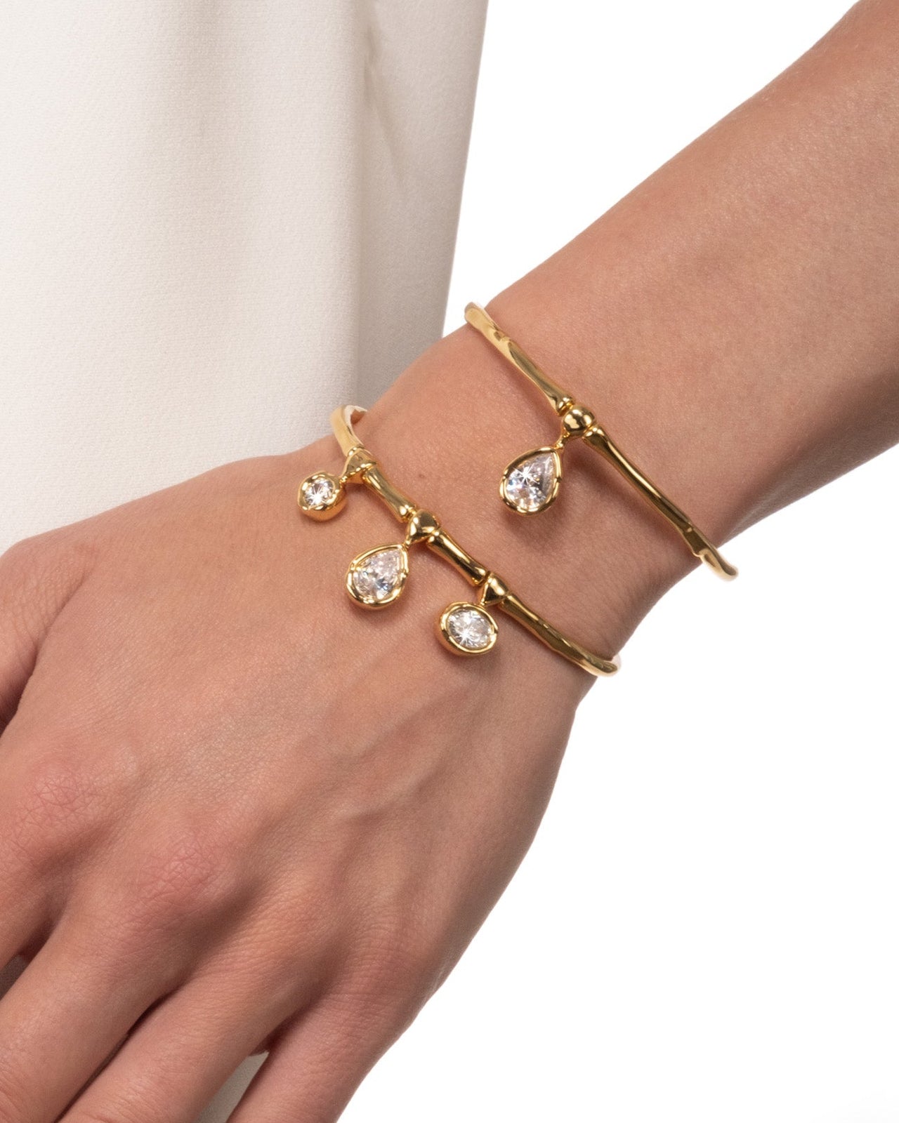 Asterales Gold Triple Charm Cuff Bracelet - Photo 2