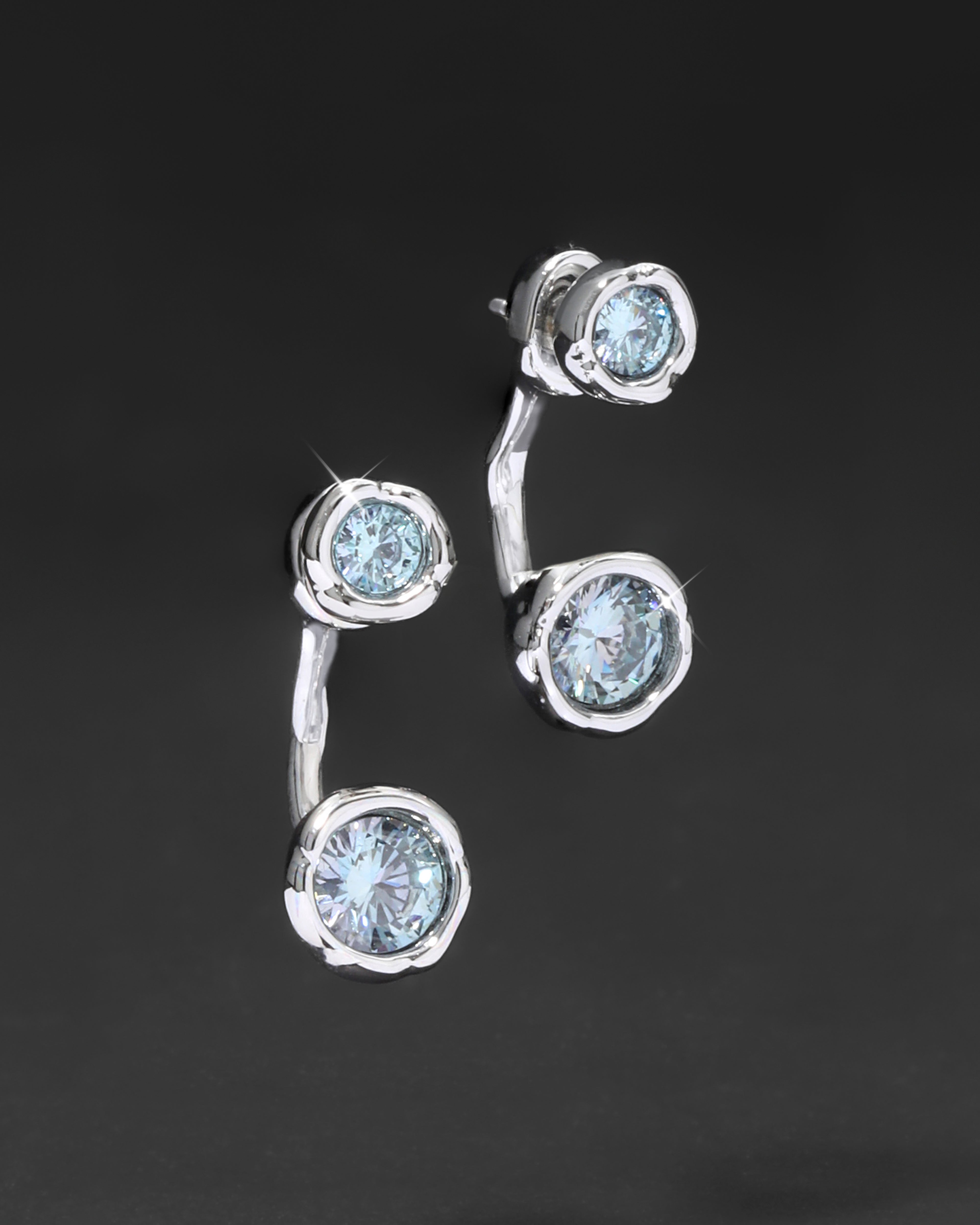 Asterales Front Back Earring Aquamarine