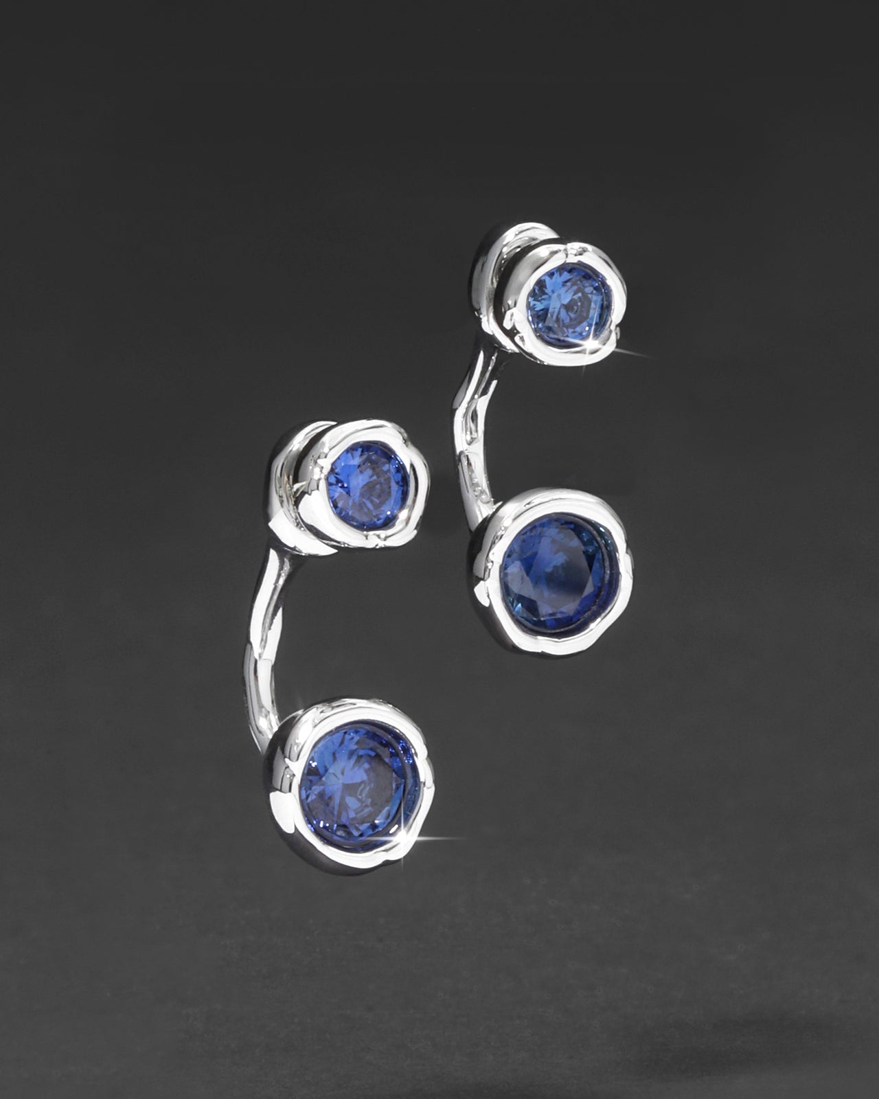 Asterales Silver Front Back Earring- Sapphire Blue - Photo 2
