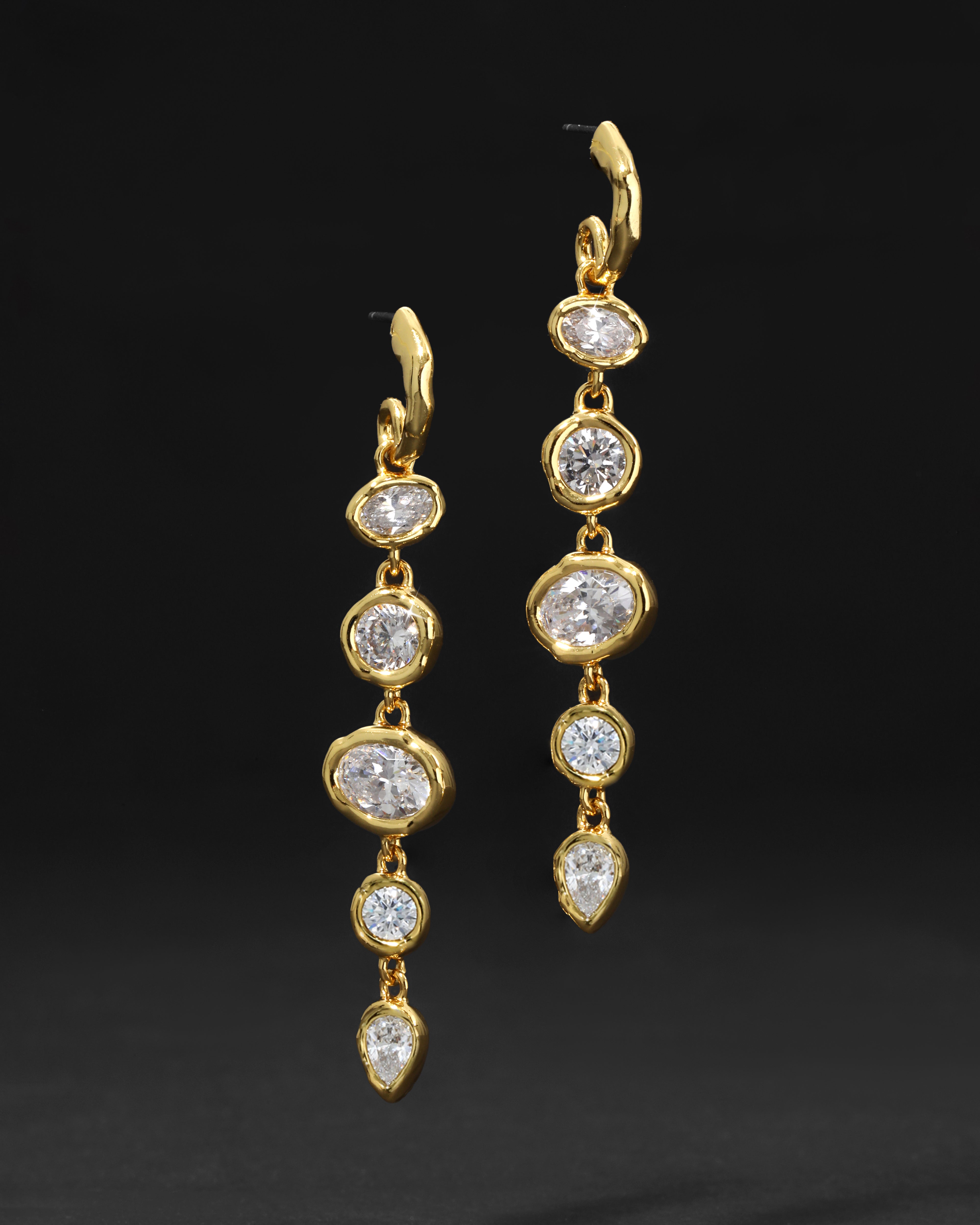 Asterales Linear Drop Hoop Earring