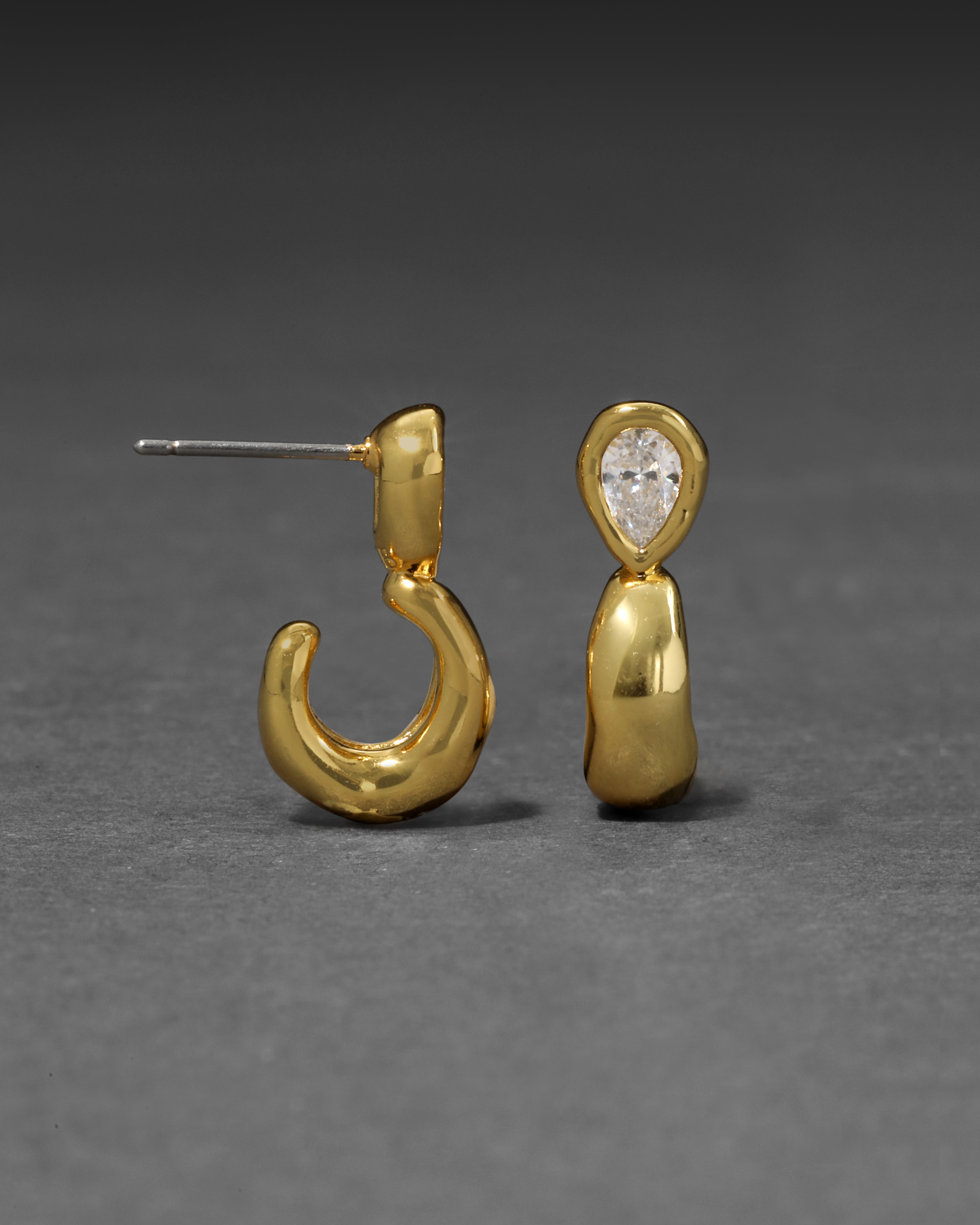 Asterales Gold Teardrop Huggie Hoop Earring