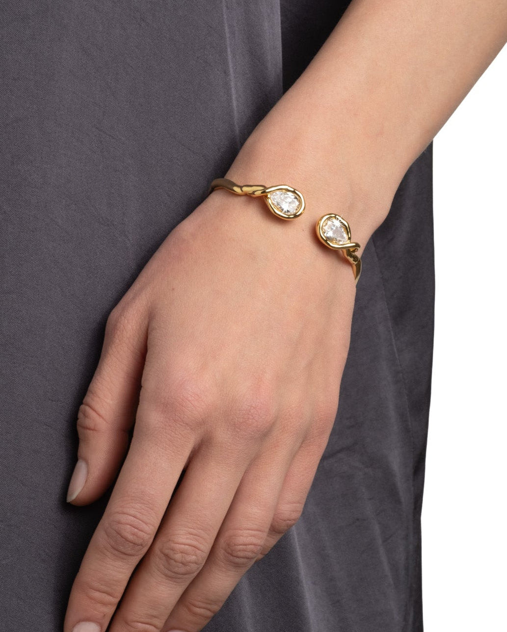 Asterales Crystal Capped Hinge Cuff Bracelet - Photo 2