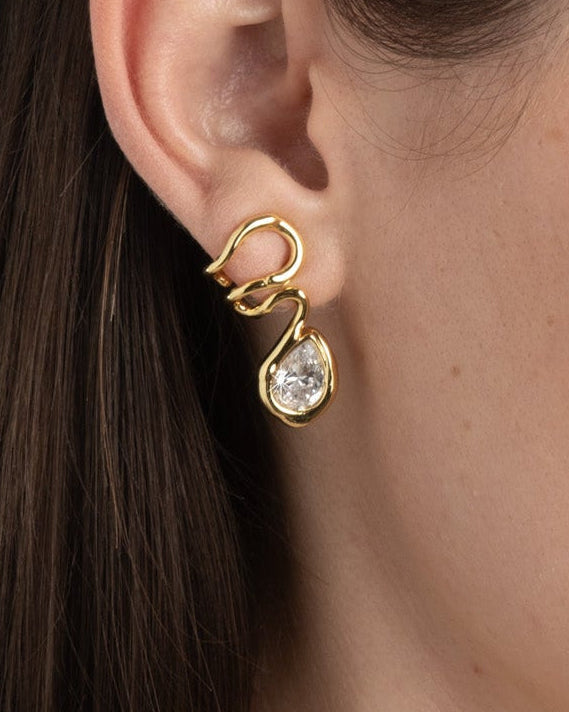 Asterales Floating Vine Post Earring- Gold