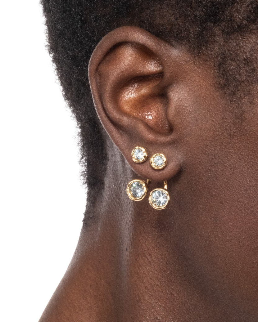 Asterales Gold Front Back Earring- Aquamarine - Photo 2