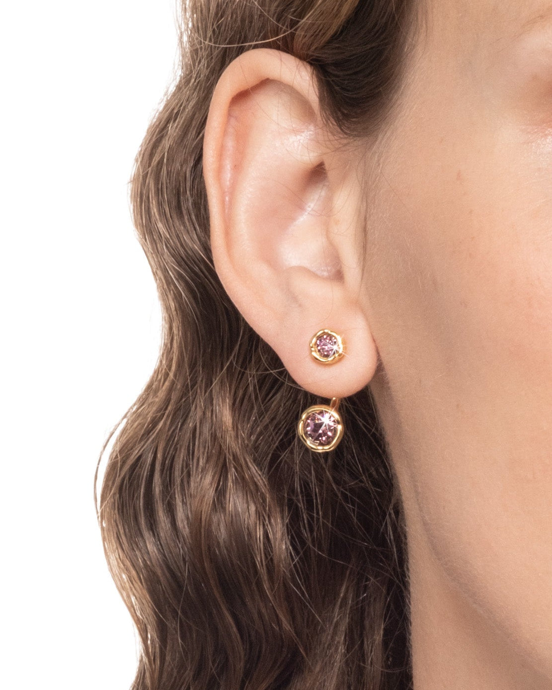 Asterales Gold Front Back Earring- Rhodolite - Photo 2