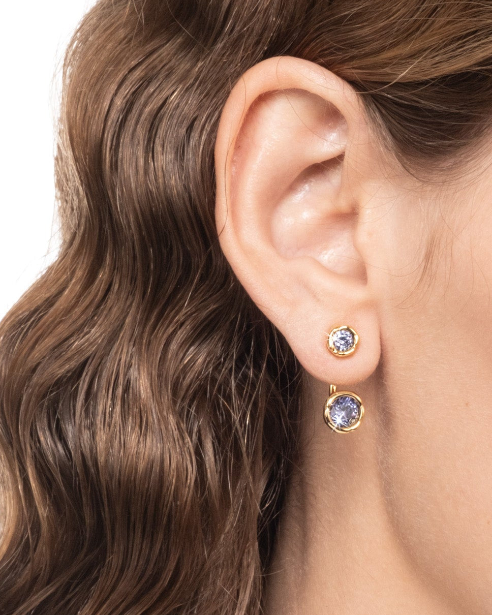 Asterales Gold Front Back Earring- Tanzanite - Photo 2