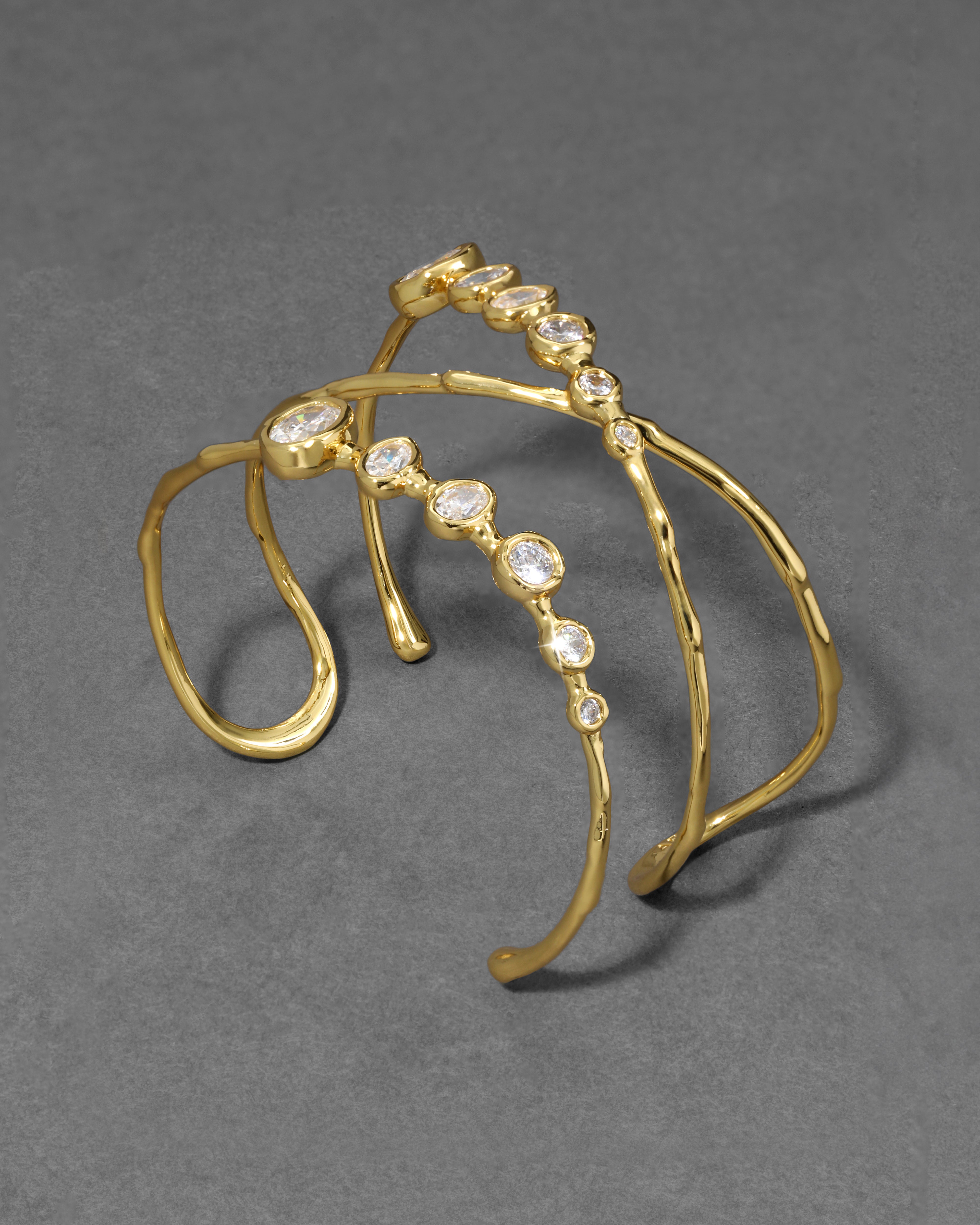 Asterales Crystal Orbiting Cuff Bracelet