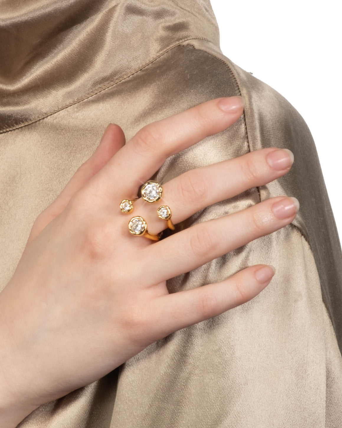 Gold Rings Open Rings Asterales Gold Open Ring | Crystal and Gold Open Ring
