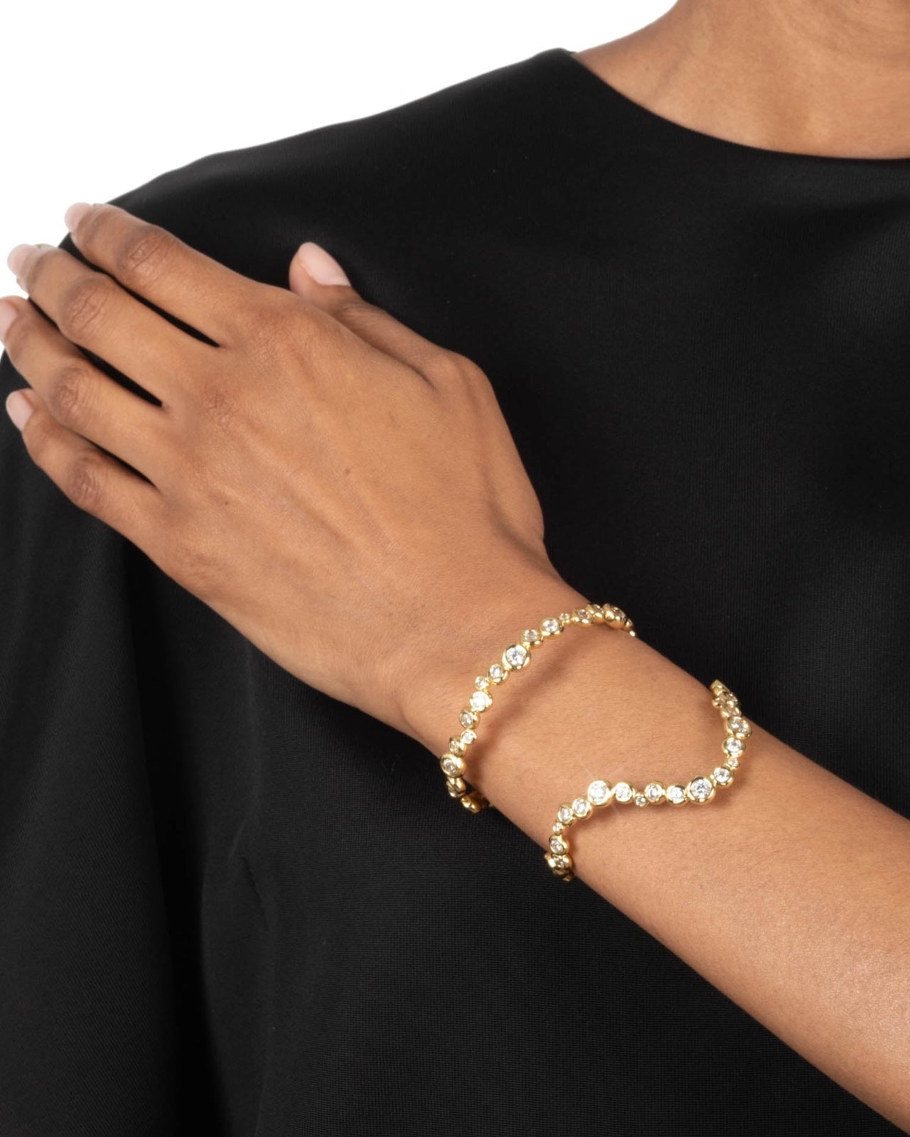 Asterales Gold Open Wave Cuff Bracelet - Photo 2