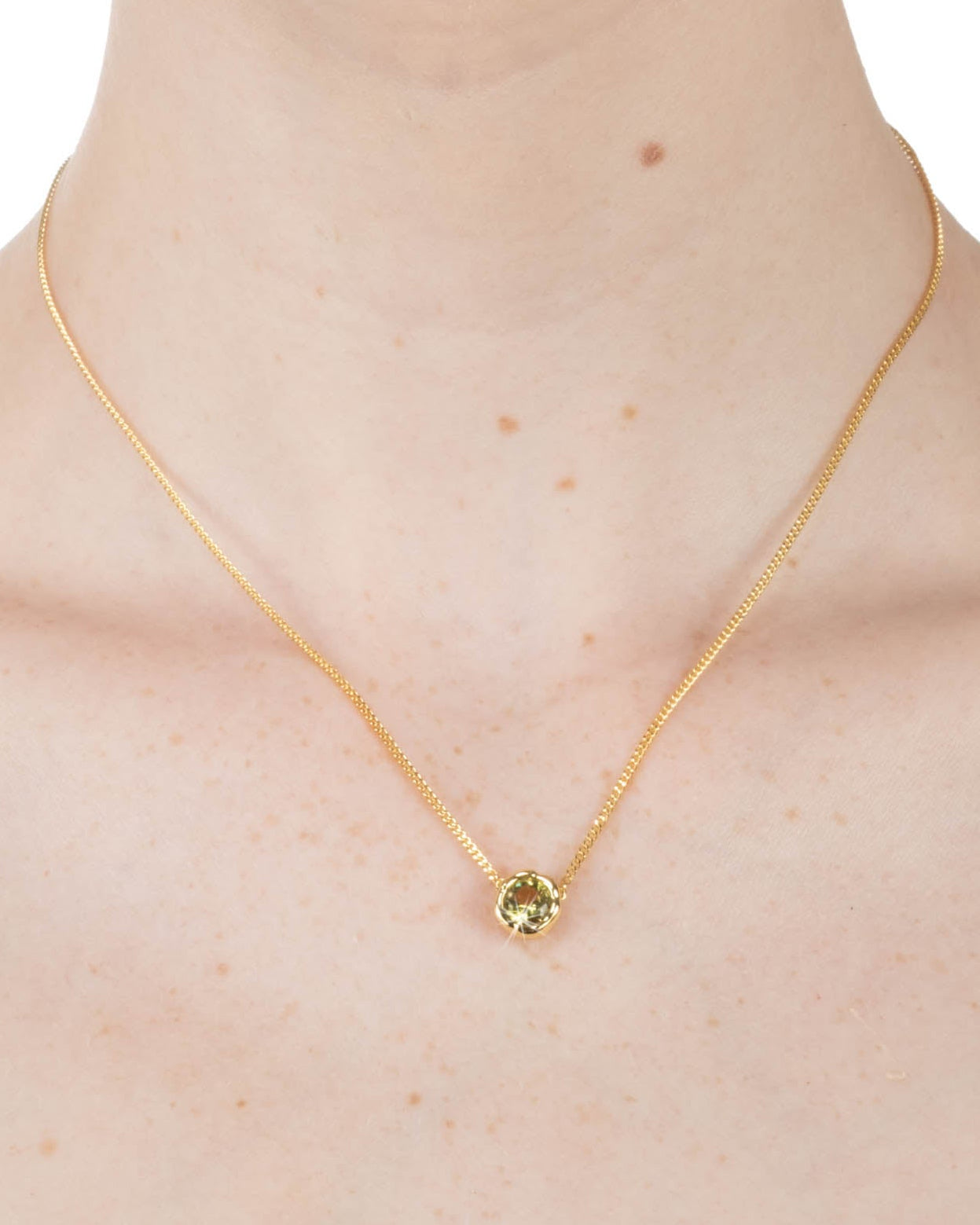 Asterales Gold Solitaire Necklace- Light Peridot - Photo 2