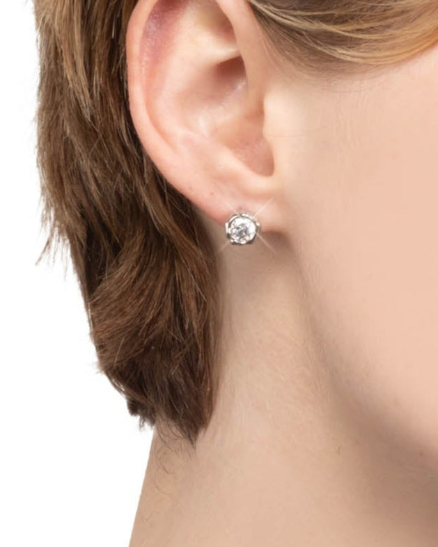 Asterales Molten Bezel Stud Earring- Silver - Photo 2