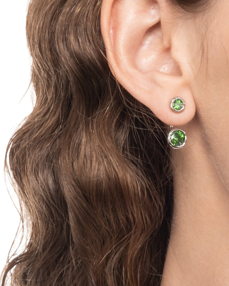 Asterales Silver Front Back Earring- Emerald Green - Photo 2
