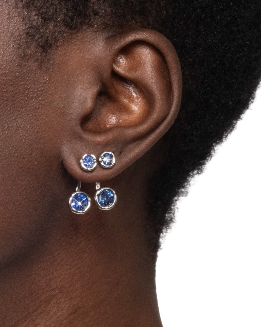 Asterales Silver Front Back Earring Sapphire