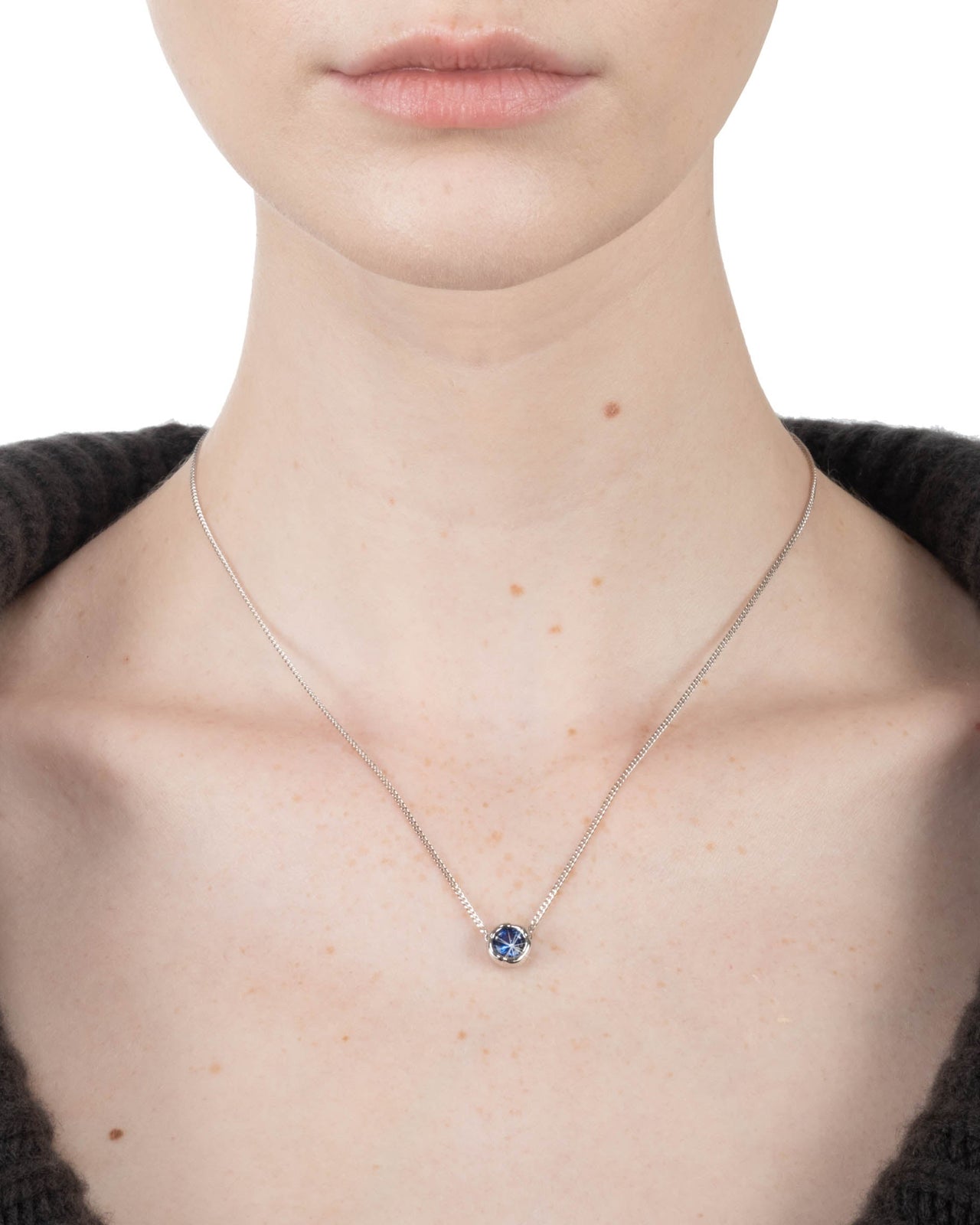 Asterales Silver Solitaire Necklace- Sapphire - Photo 2