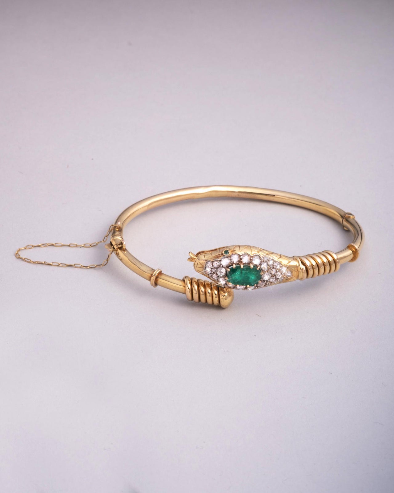 Antique 1880s 14k Gold Snake Hinge Bracelet - Photo 2