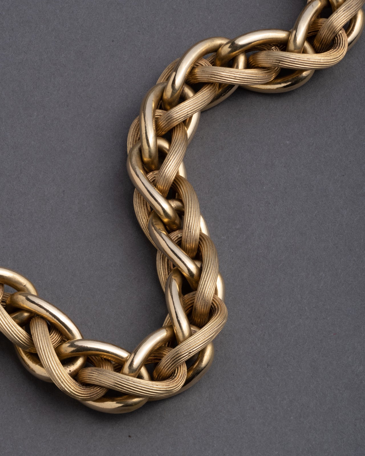 Vintage 1940s 18k Gold Italian Ribbed Double Link Necklace - Photo 2