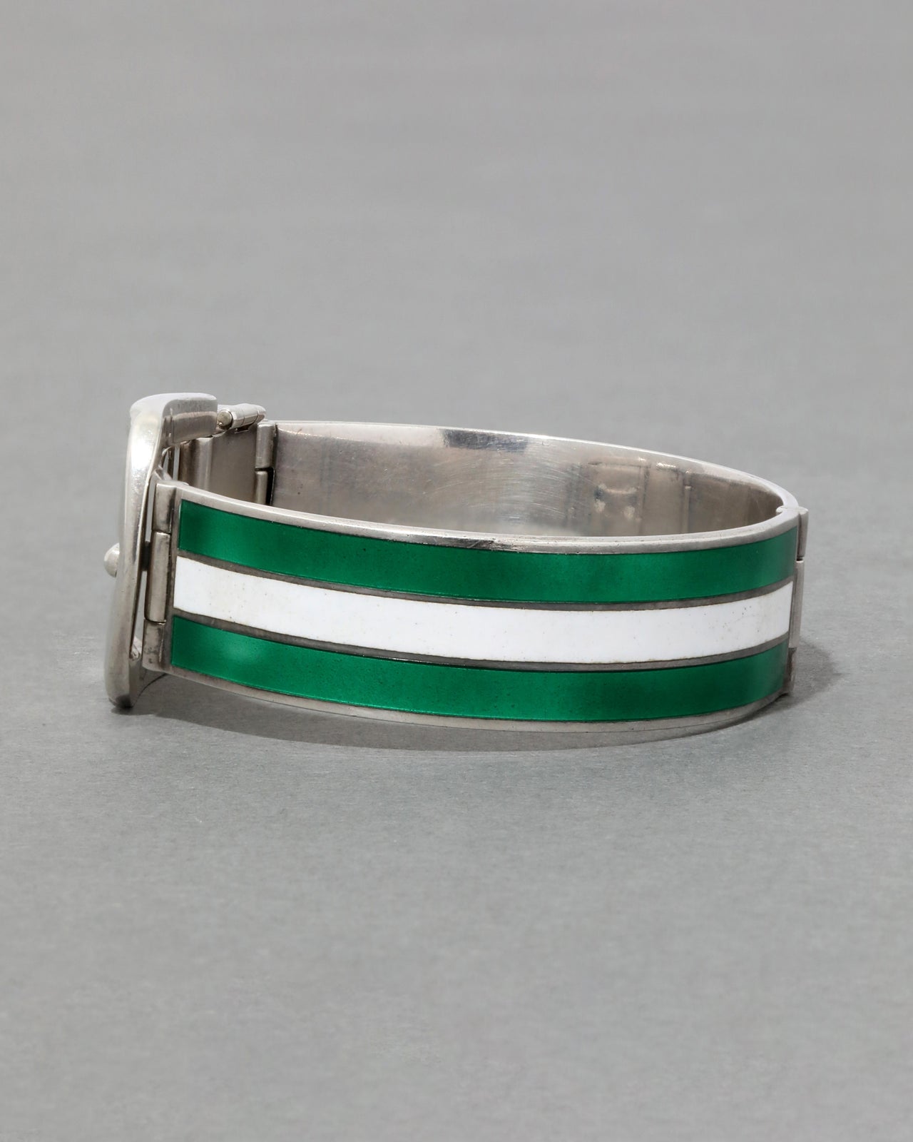 Vintage 1960s Gucci Sterling Enamel Buckle Bracelet - Photo 2