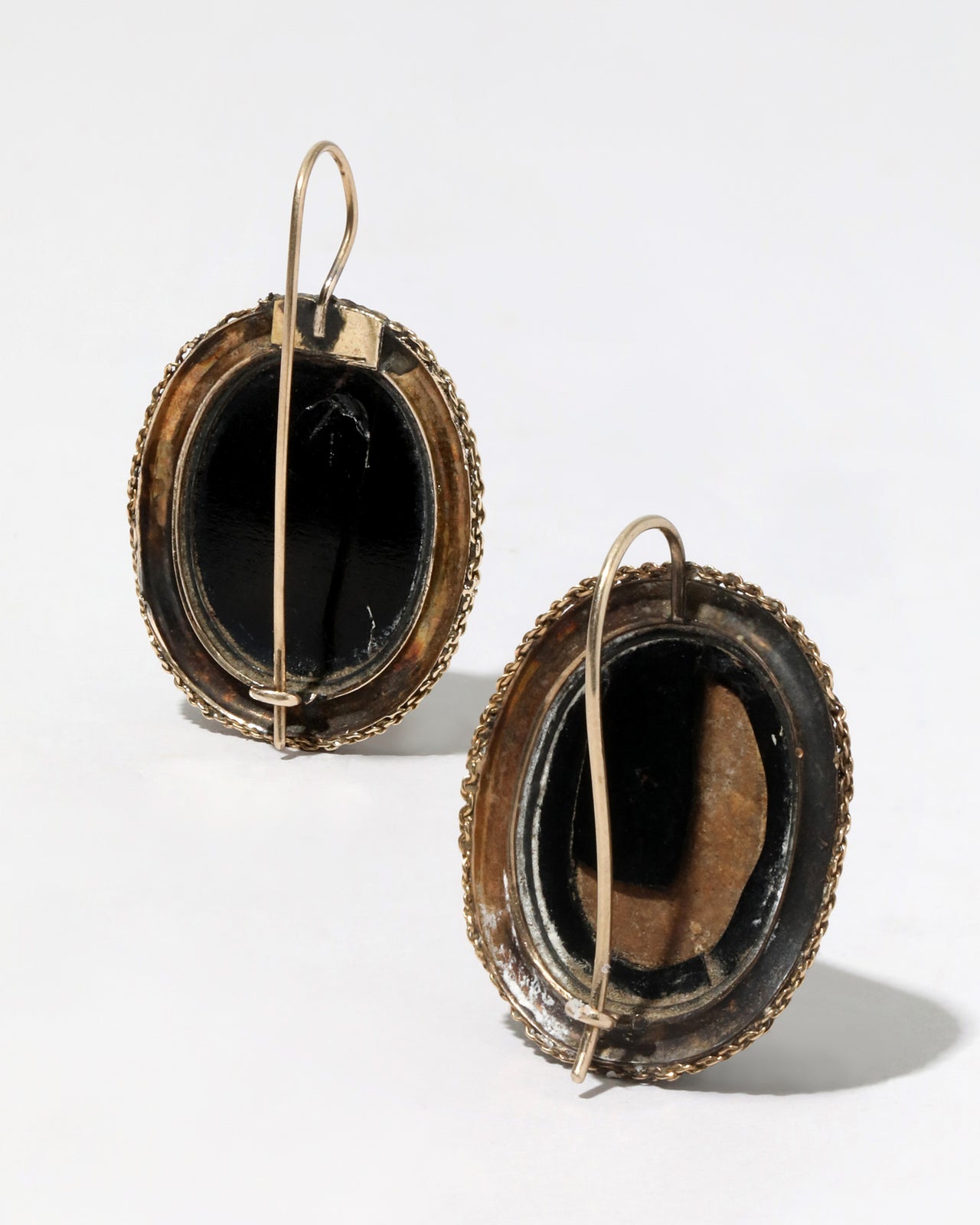 Antique 1800s 14k Gold Etruscan Micro Mosaic Earrings - Photo 2