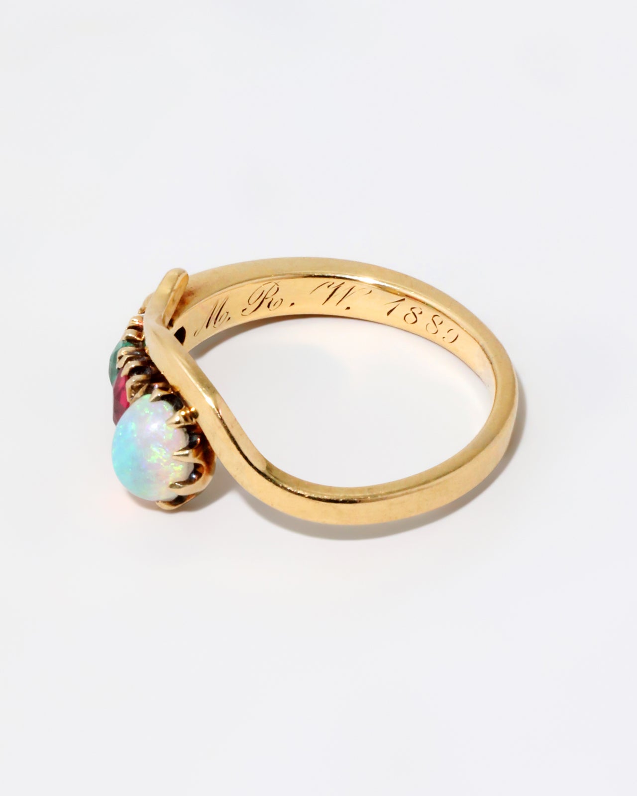 Antique Victorian 1889 14k Gold Opal Snake Ring - Photo 2