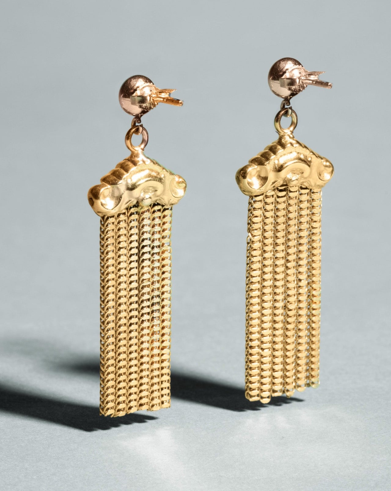Antique Victorian 1800s 18k Gold Chain Chandelier Earrings - Photo 2