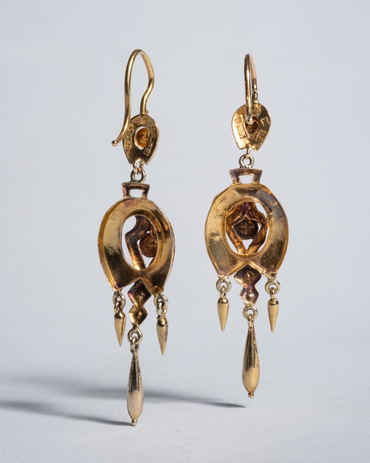 Antique Victorian 18k Gold Drop Wire Earrings - Photo 2