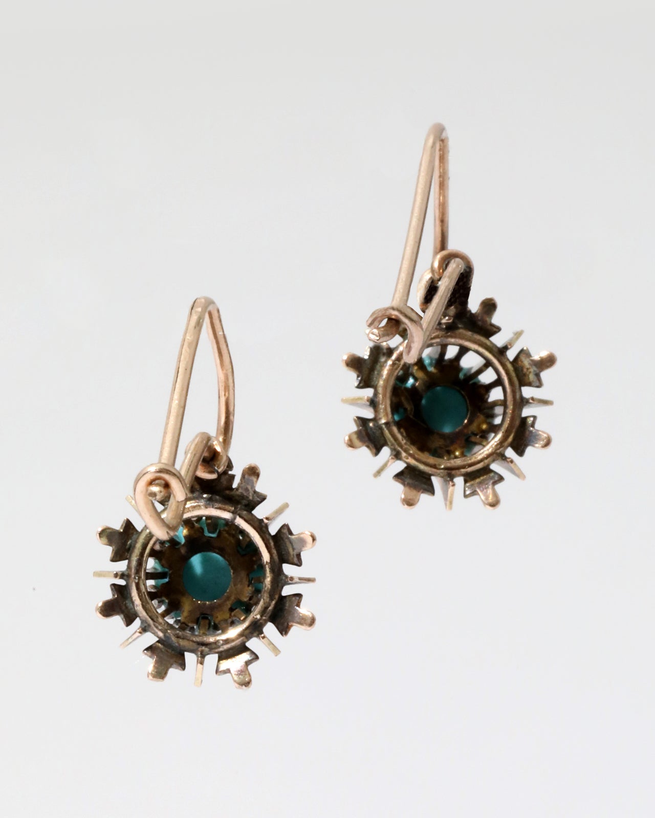 Victorian 1800s 10k Gold Natural Turquoise Earring - Photo 2