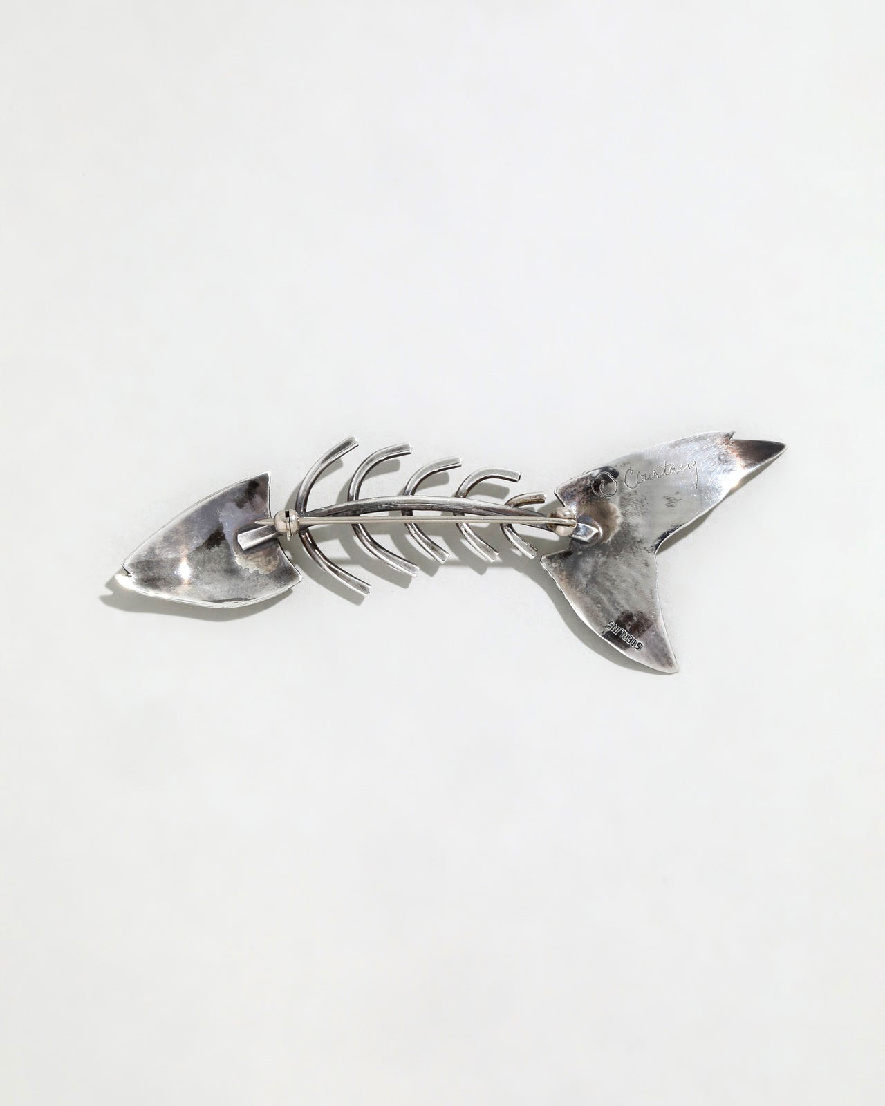 Vintage 1970s Sterling Silver Opal Fish Pin - Photo 2