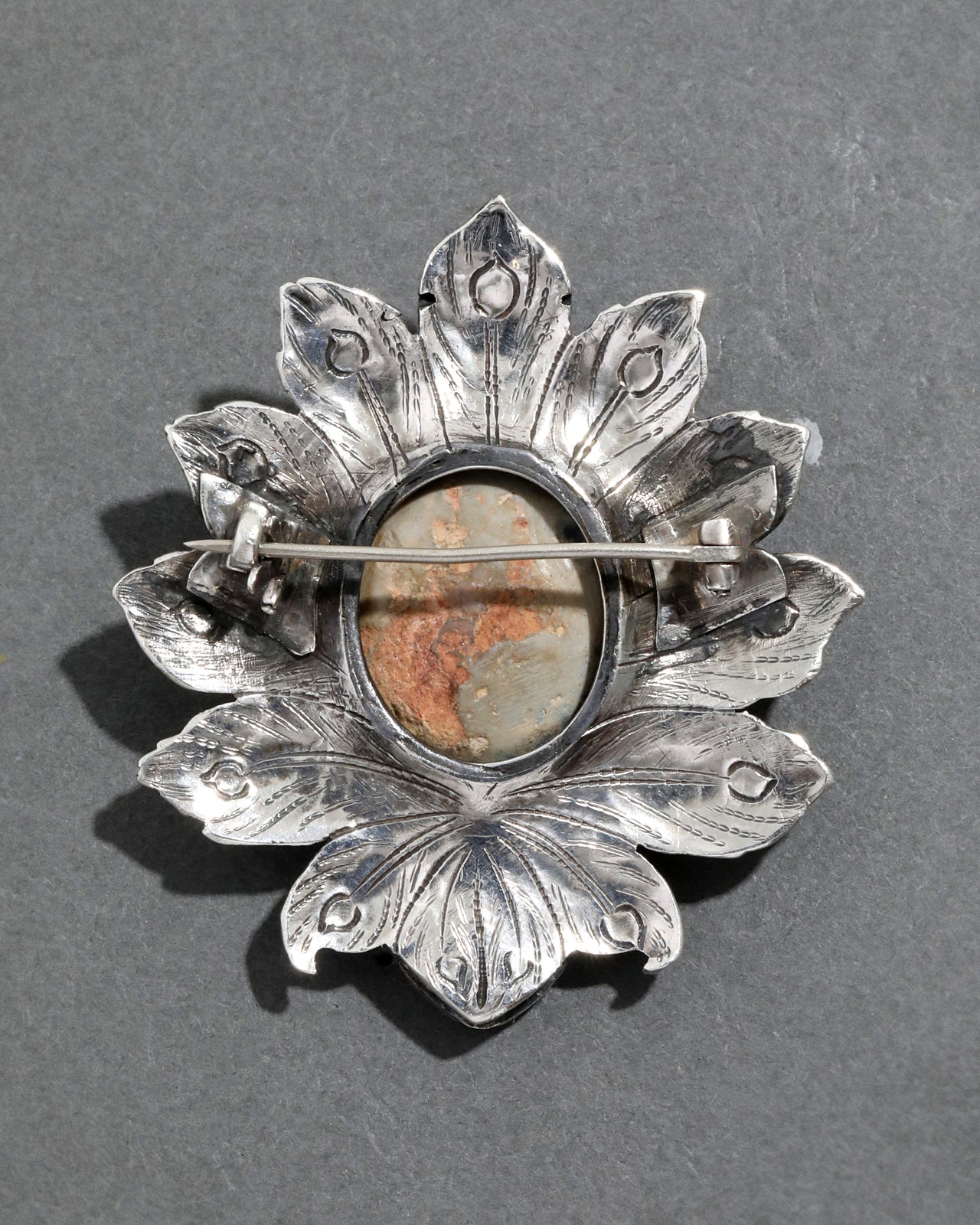 Antique 1880s Victorian Sterling Silver and Black Opal Peacock Pin - Photo 2