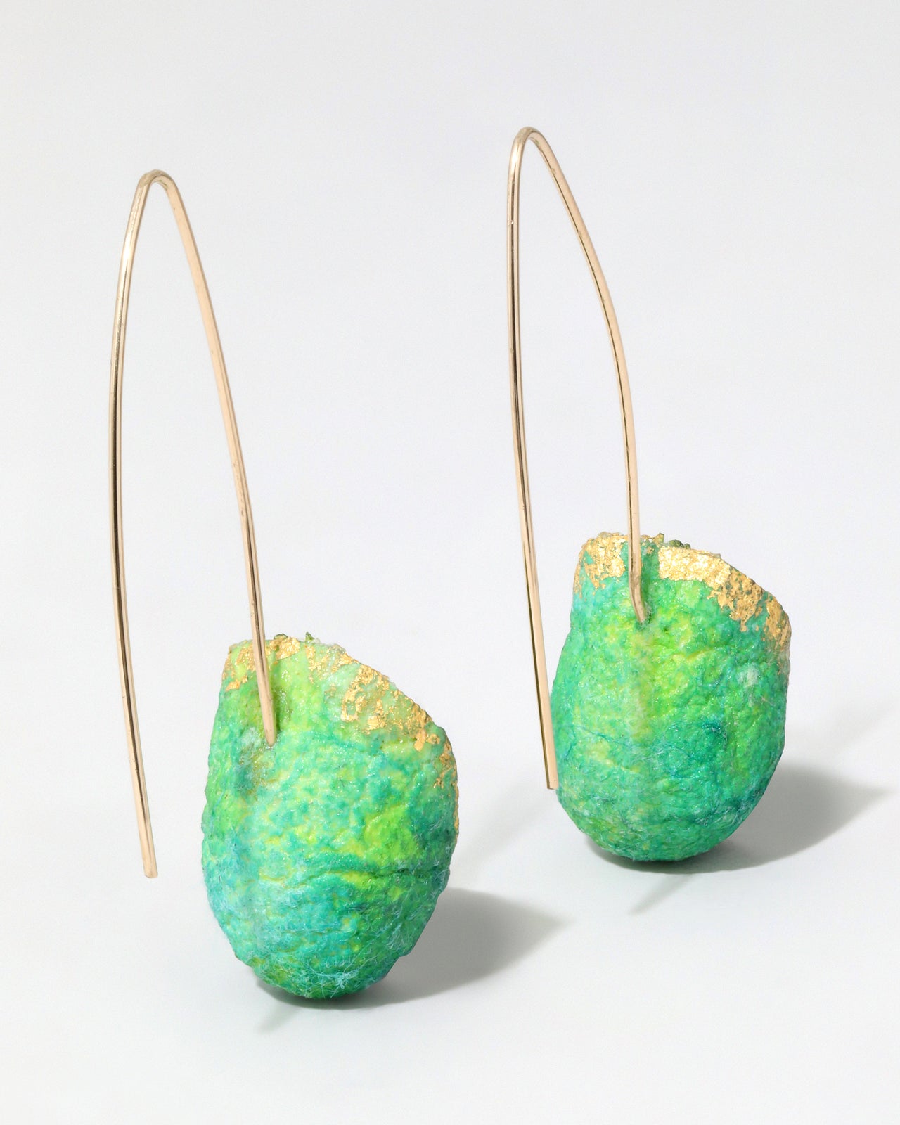 Vintage 1980s Handmade Resin and Wood Earrings - Photo 2