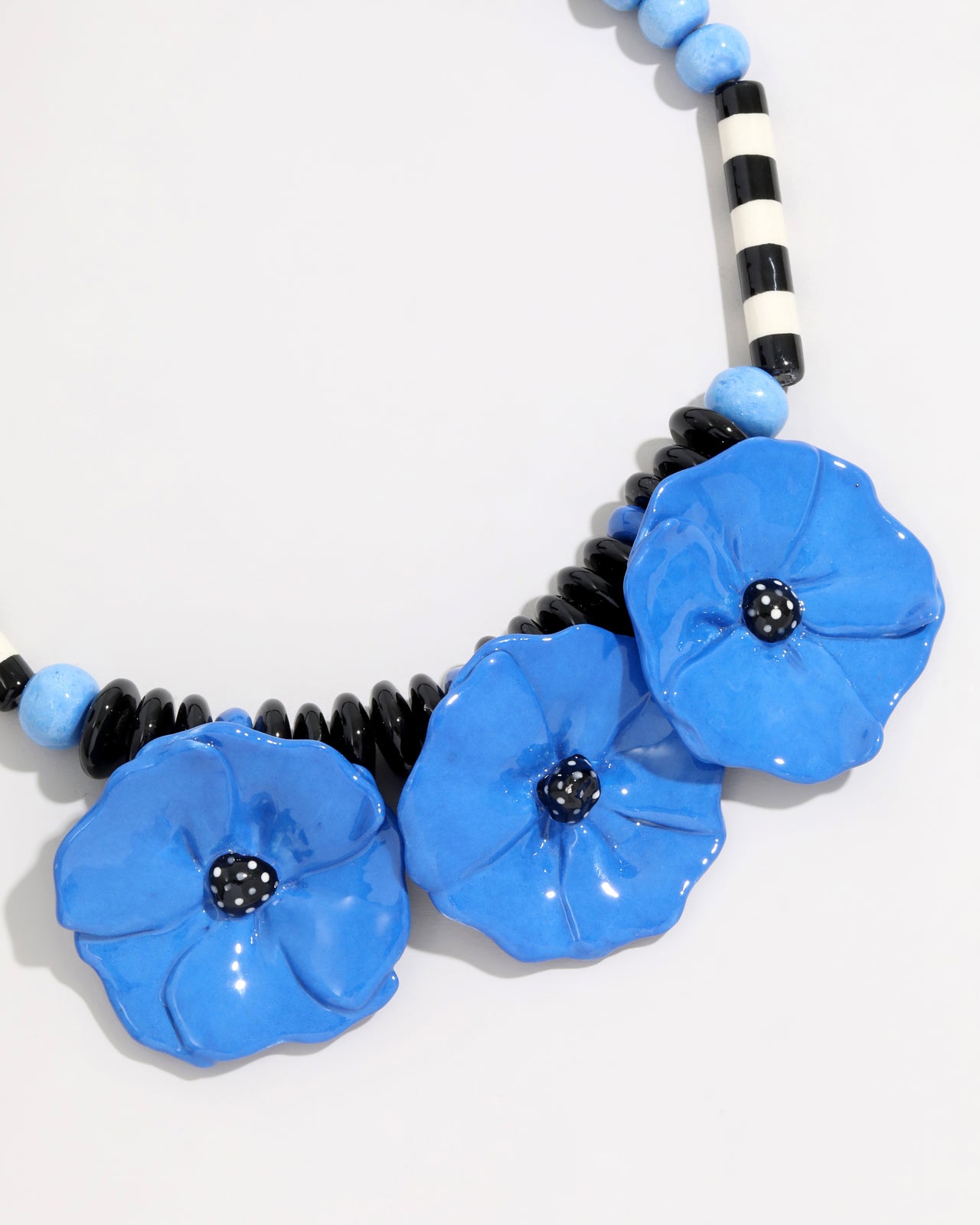 Vintage 1980s Candace Loweed Hand Blown Floral Bib Necklace - Photo 2