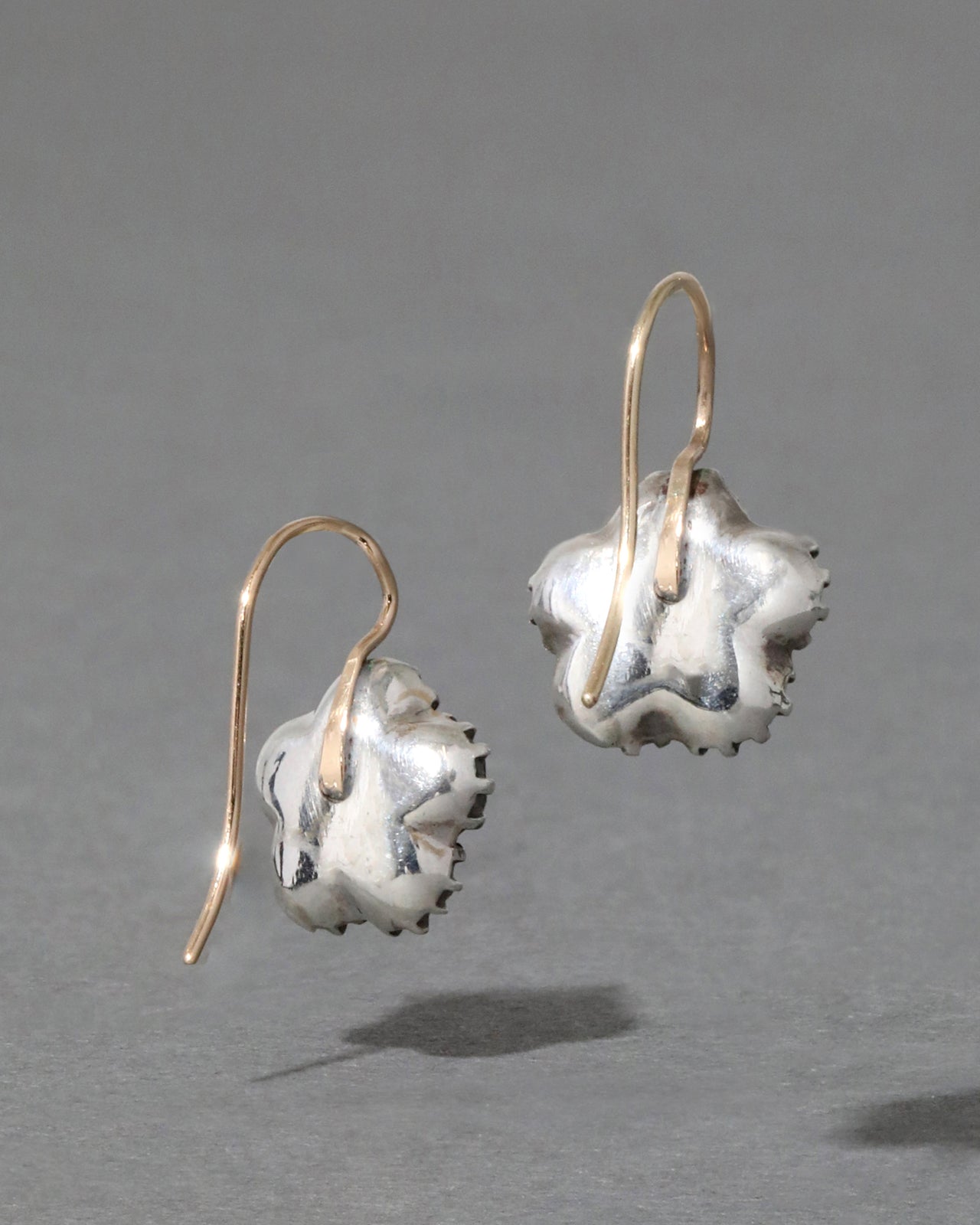 Antique Victorian 1840s Sterling Silver Floral Paste Stone Wire Earrings - Photo 2