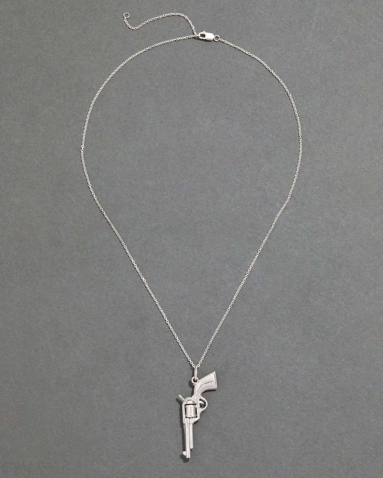 Vintage 1970s Sterling Silver Pistol Pendant Necklace - Photo 2